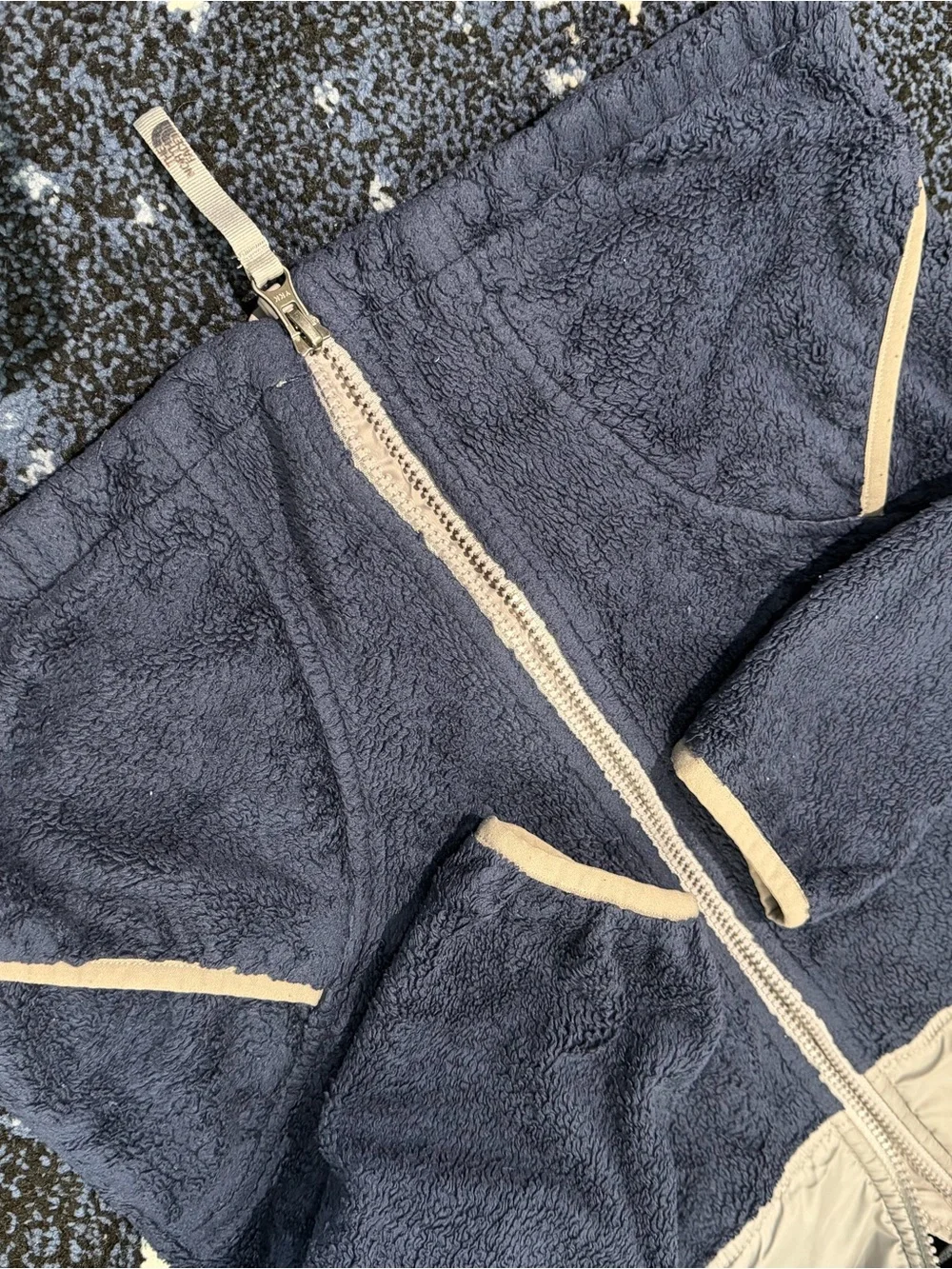 The North Face Kids Navy and Light Gray Hooded Fleece Jacket